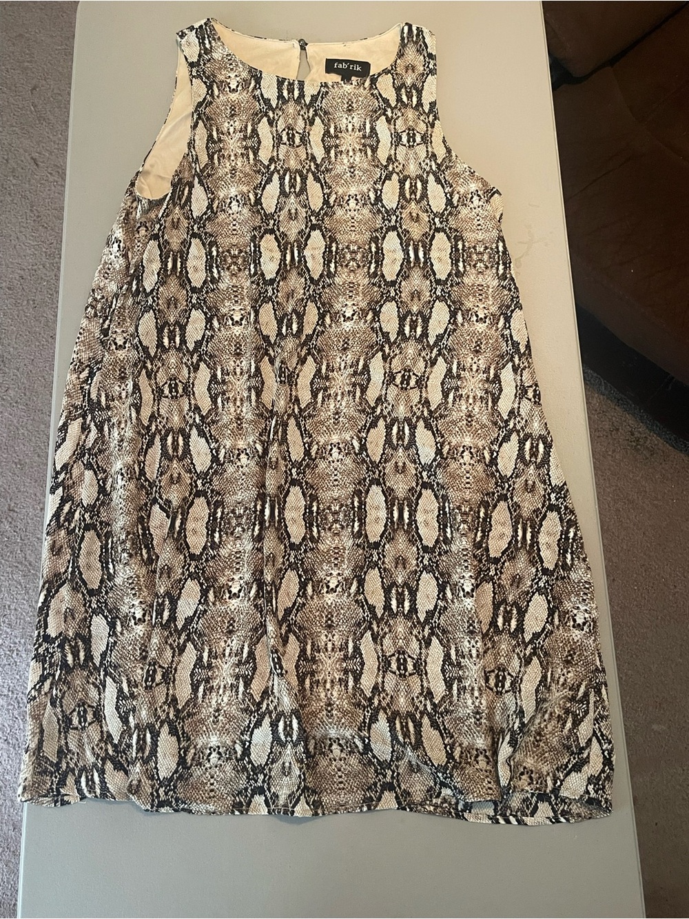 Fab’rik Sleeveless Snake Print Shift Dress - Neutral Tones, Size L